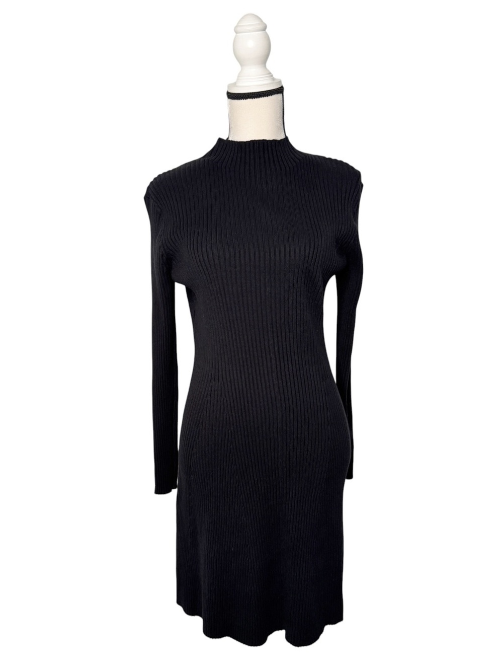 J. Crew Factory Black Ribbed Mock Neck Sweater Dress Size M